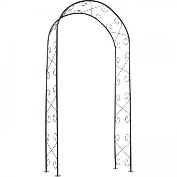 Nature - NATURE Pergola acier galvanisé laqué époxy noir décor volutes - H230 x 100 x 37 cm - Image 1