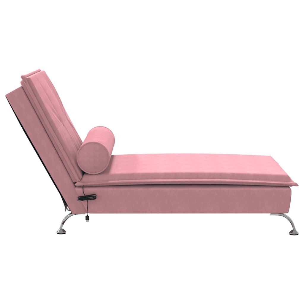 Maison Chic - Bain de soleil - Transat - Chaise longue de massage avec traversin rose velours - MEUBLE PRO ny676 - Image 5