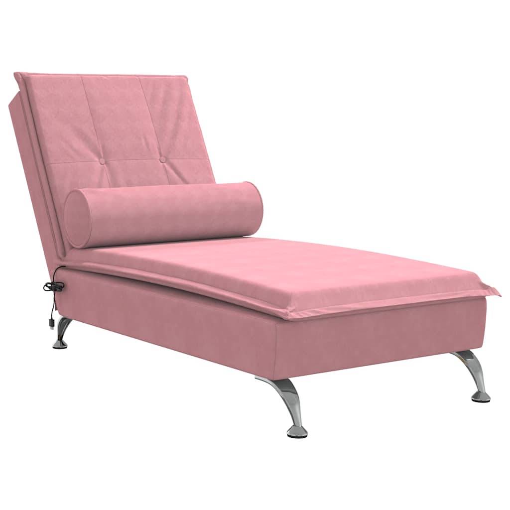 Maison Chic - Bain de soleil - Transat - Chaise longue de massage avec traversin rose velours - MEUBLE PRO ny676 - Image 1