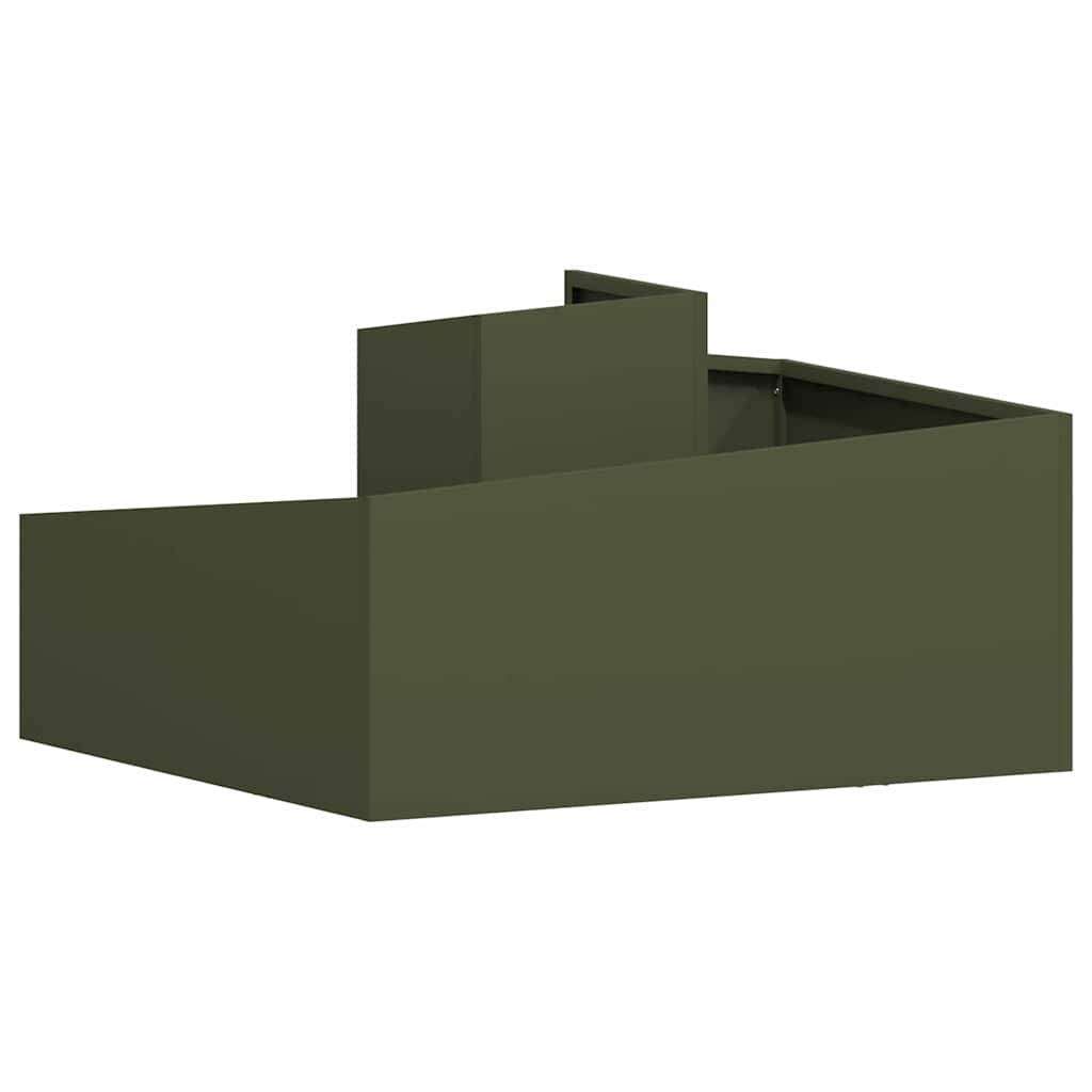 Cache-pot de jardin acier vert olive 80 x 80 x 50 cm - PANGIVO - Image 7