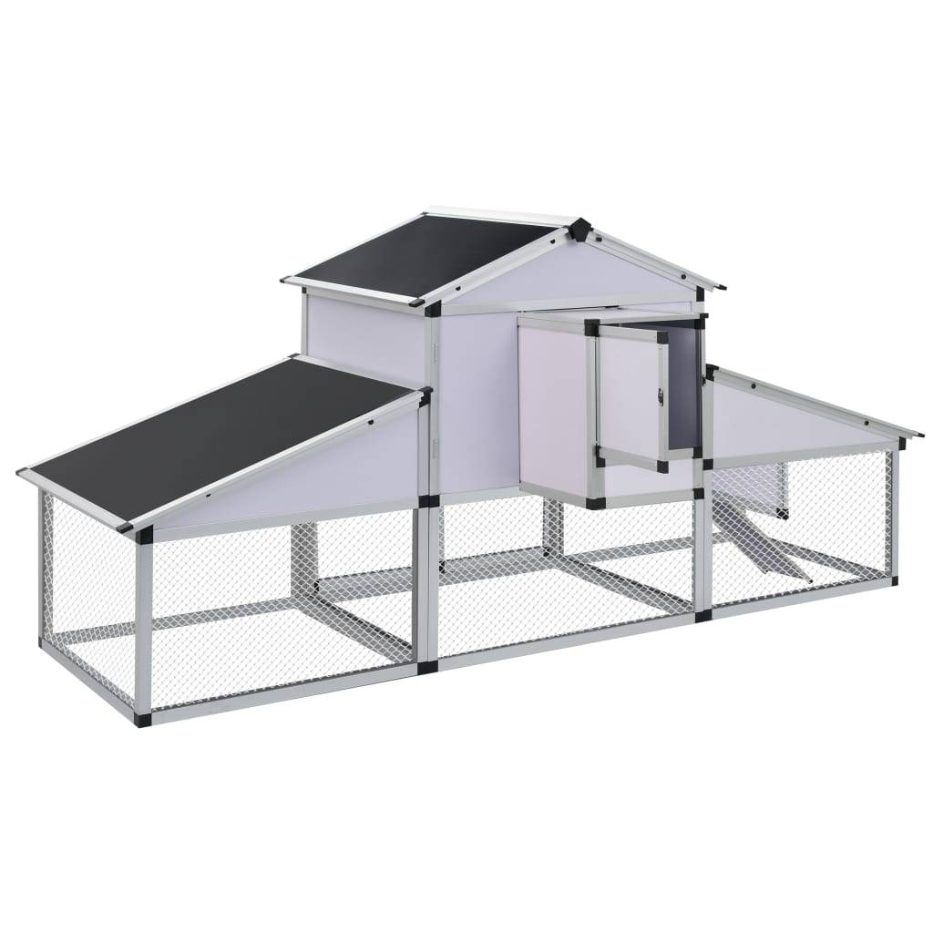 Helloshop26 - Grande cage à poules poulailler aluminium MDF avec rampes et 1 Pondoir 258 cm - Image 4