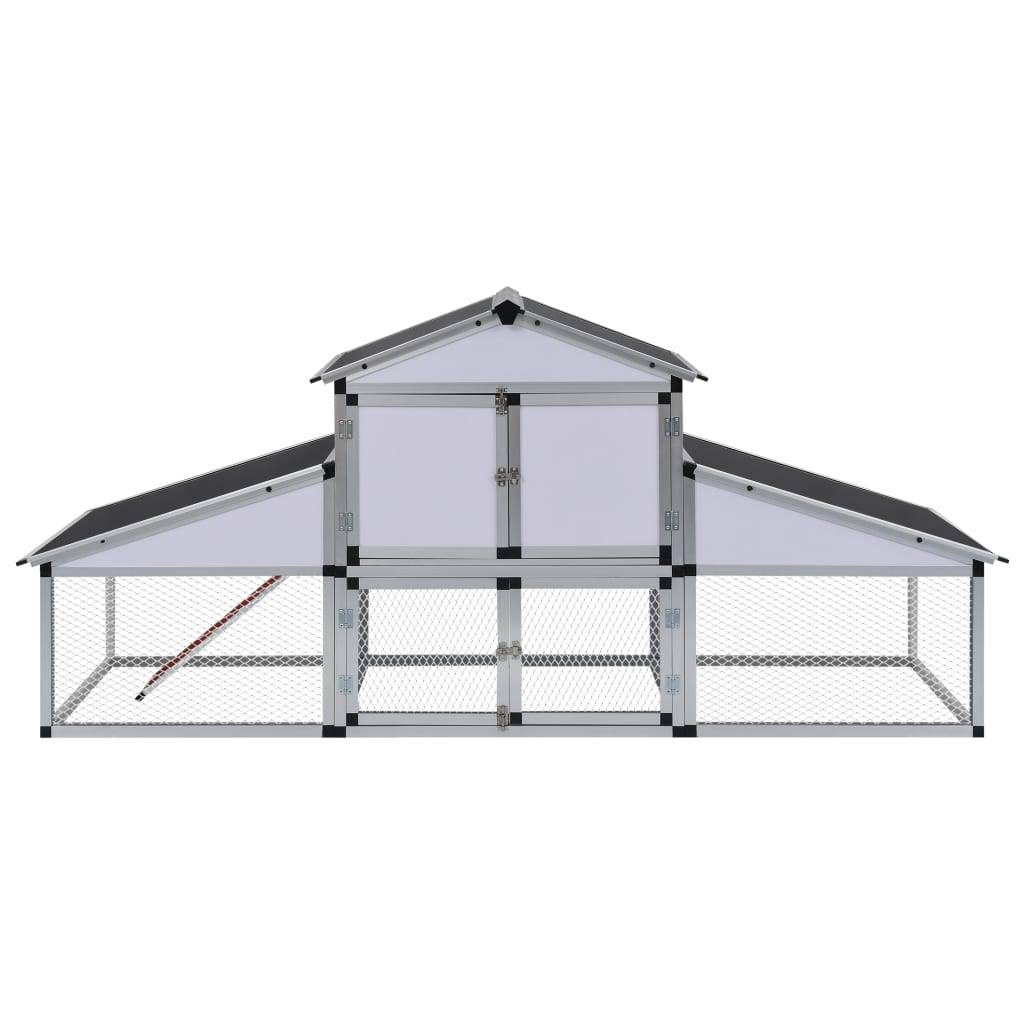 Helloshop26 - Grande cage à poules poulailler aluminium MDF avec rampes et 1 Pondoir 258 cm - Image 3