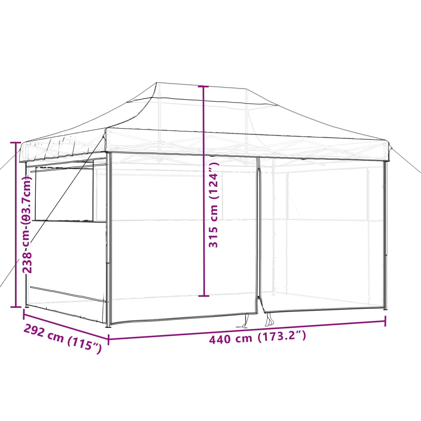 Vidaxl - Tente de réception pliable escamotable avec 4 parois latérales vidaXL 4004975 - Image 3