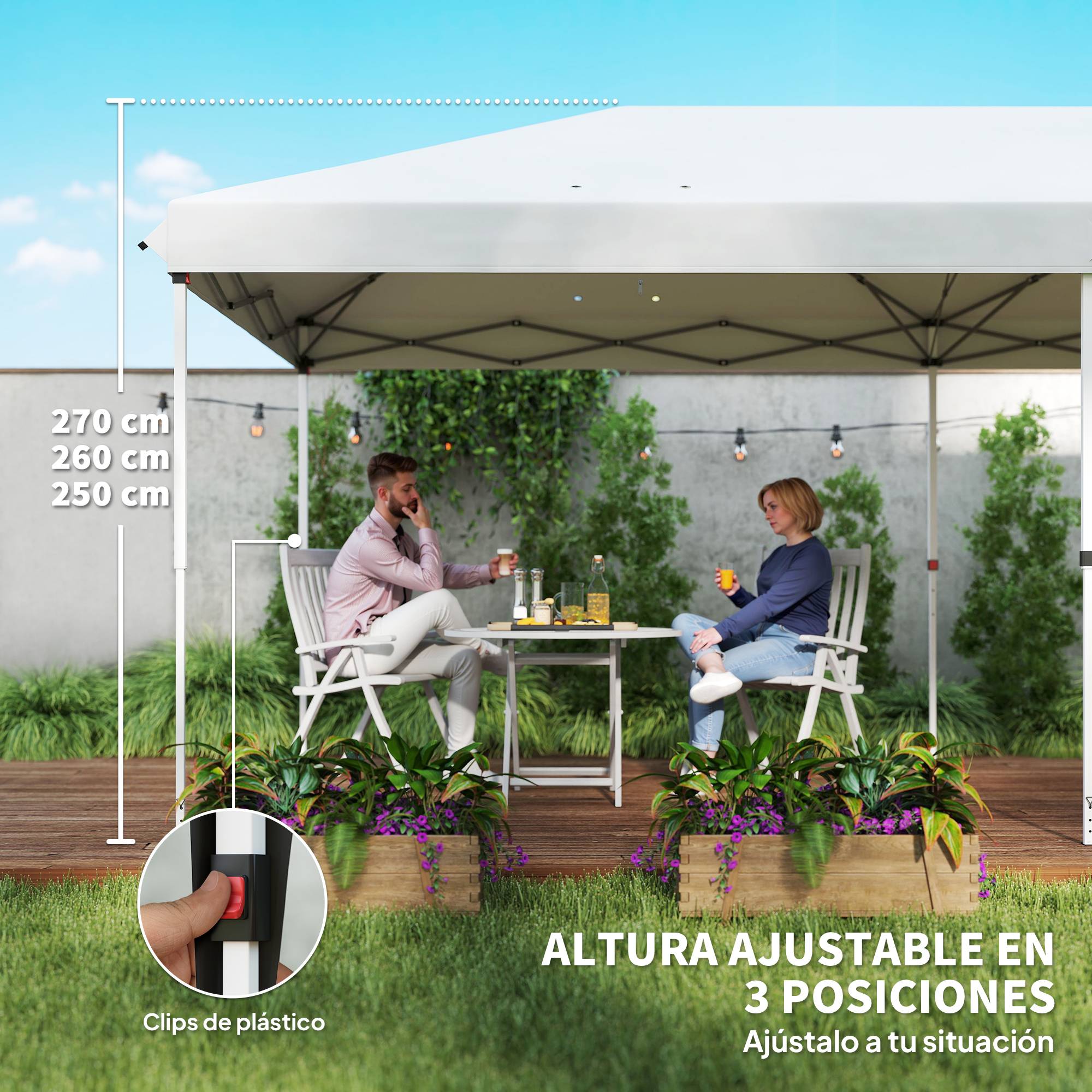 ComfortXL - Tonnelle pliante acier 5,85 x 2,95 m blanc jardin fêtes protection UV pluie - ComfortXL Outdoor Living - Image 7