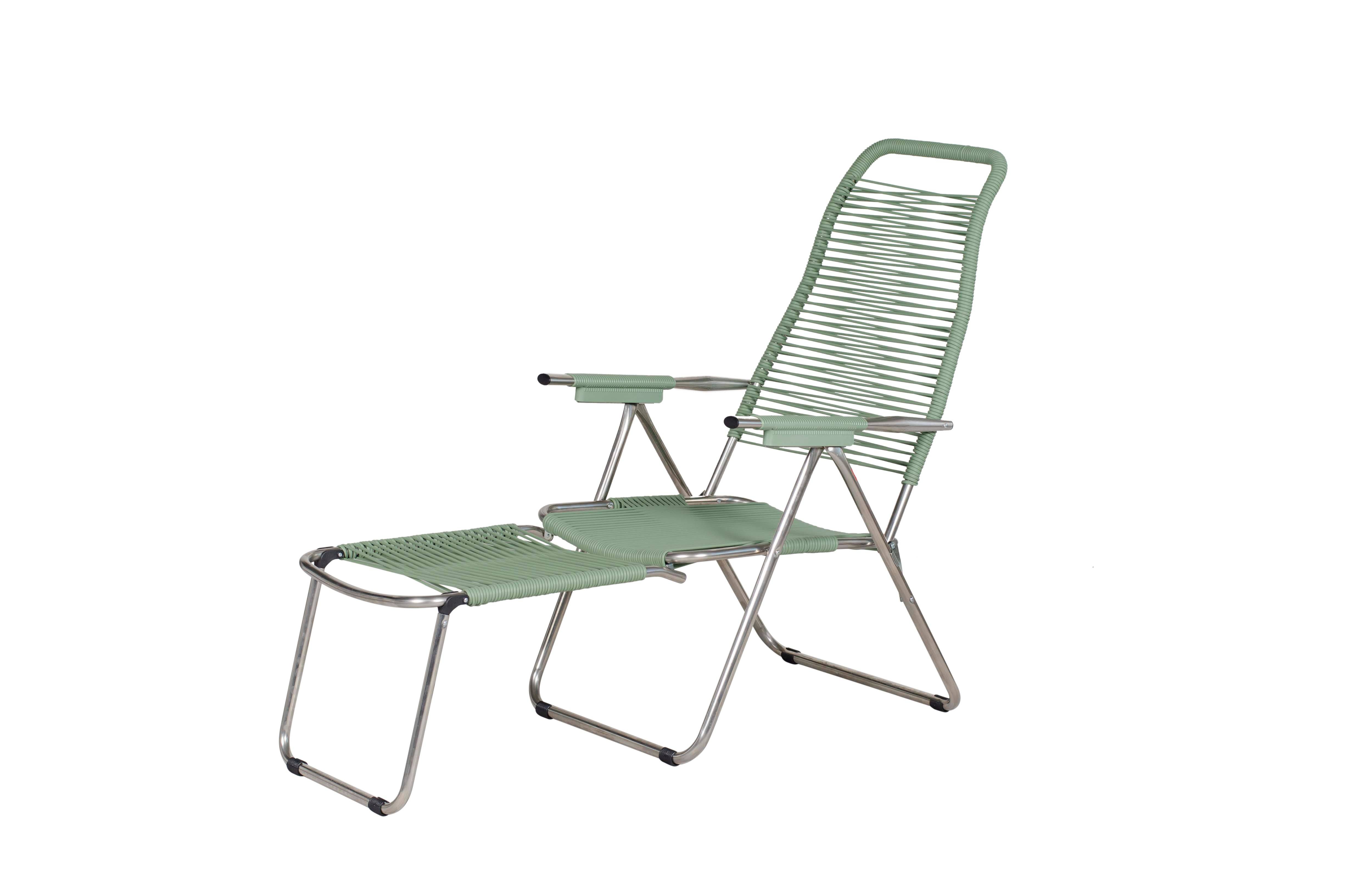 Fiam - Fauteuil Relax SPAGHETTI Aluminium BRUT PVC VERT SAUGE 127/168x60x73/108 cm FIAM - Image 1