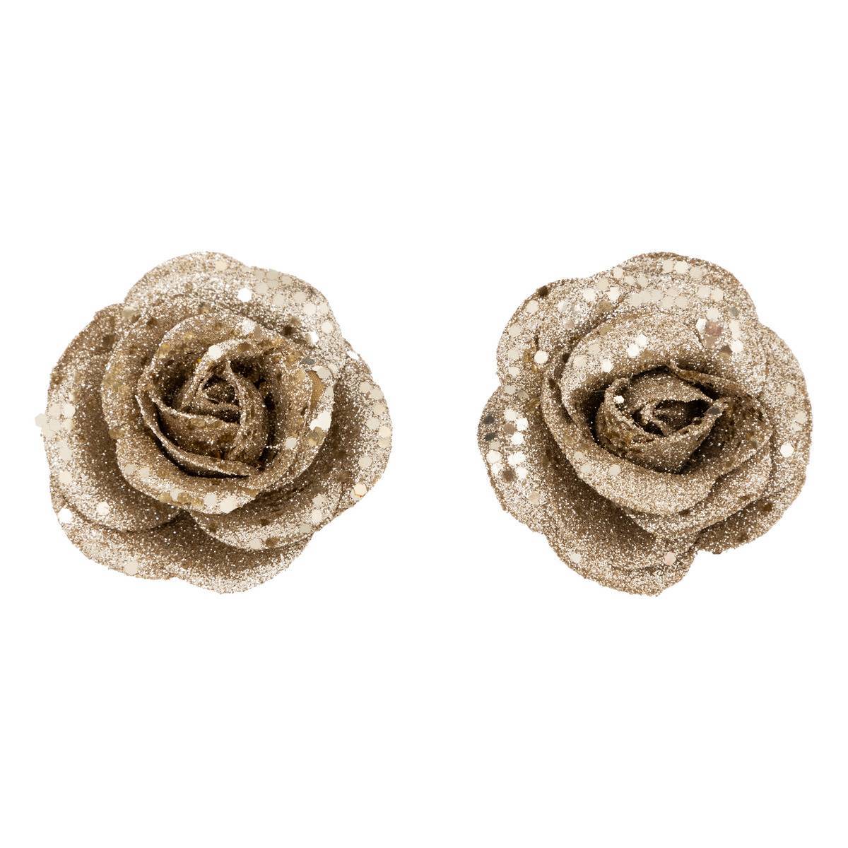 Atmosphera - Lot de 2 décorations de sapin roses dorées D. 4 cm - Feeric Lights & Christmas - Image 1