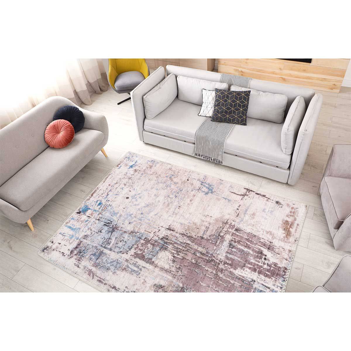 Tapis Tissé Imprimé Vintage "Peron" Gris & Taupe 200 x 290 cm - Image 4