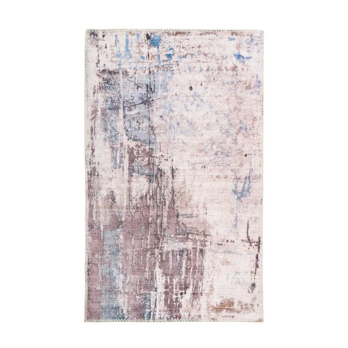 Tapis Tissé Imprimé Vintage "Peron" Gris & Taupe 200 x 290 cm - Image 1