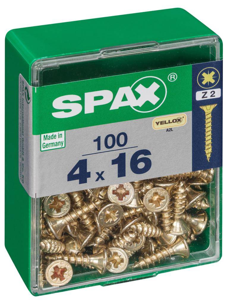 Spax - Lot de 100 vis acier tête fraisée pozidriv SPAX, Diam.4 mm x L.16 mm - Image 1