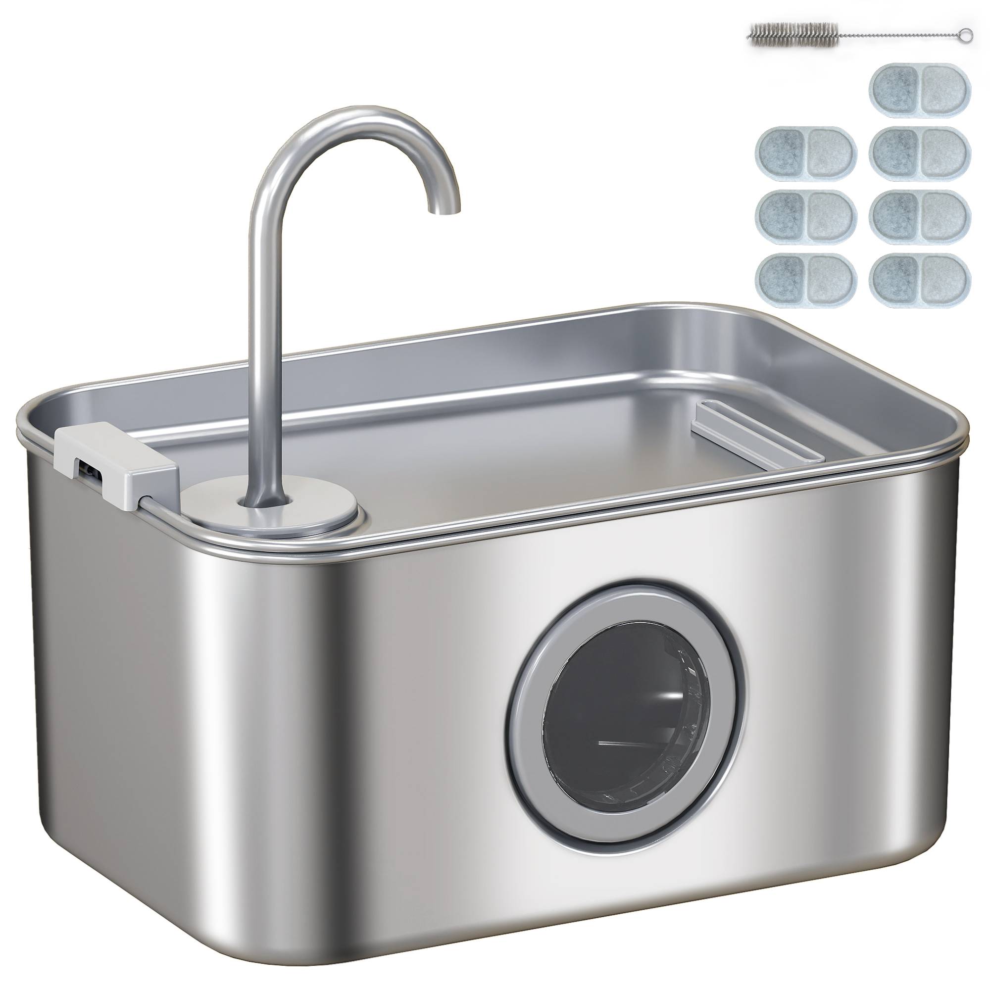ComfortXL - Fontaine à eau pour chat inox 304 3,2 L argent avec filtre charbon pompe silencieuse LED pour hydratation - Image 10