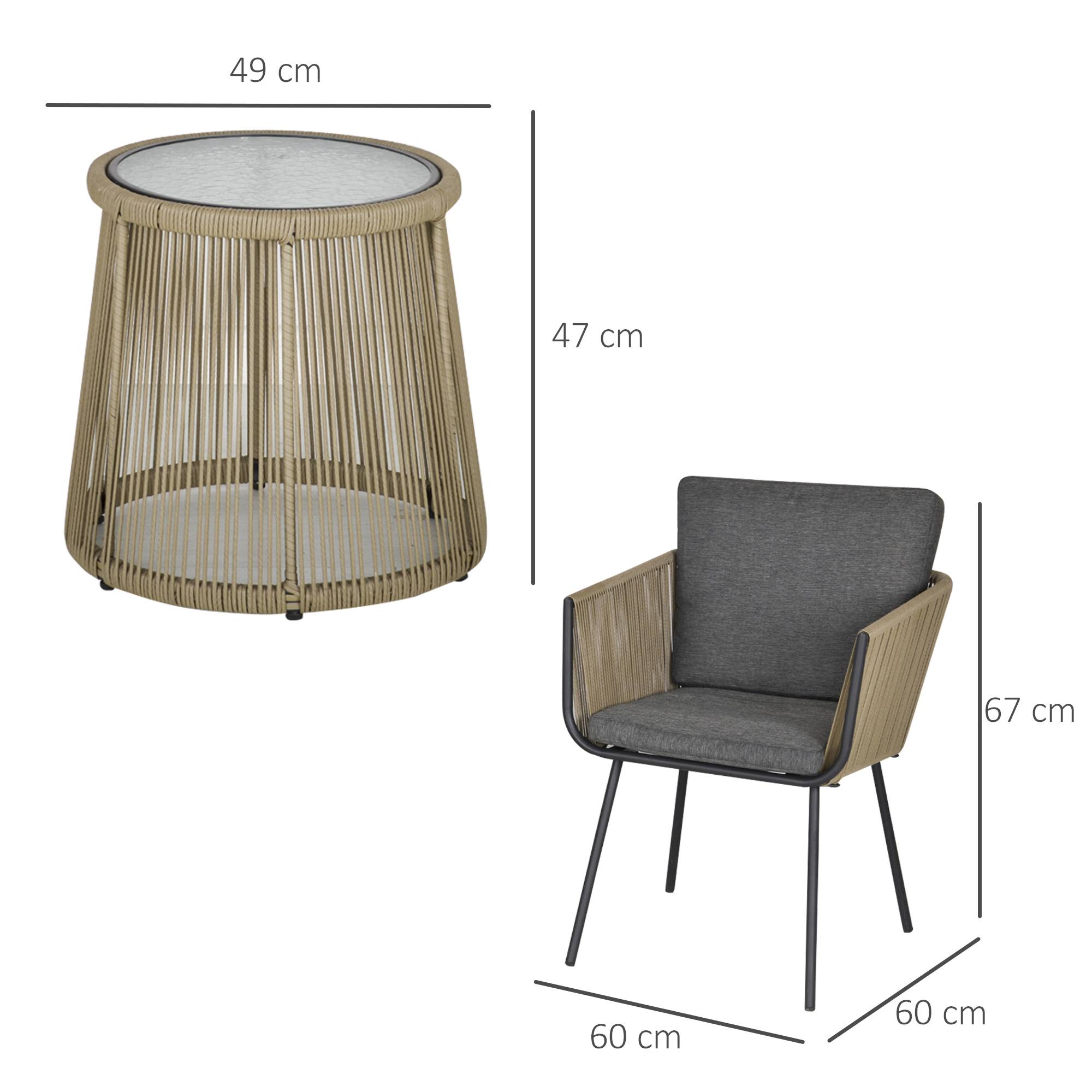 ComfortXL - Ensemble balcon 2 places Résine Tressée Style Boho Coussins Kaki Gris - ComfortXL Outdoor Living - Image 5