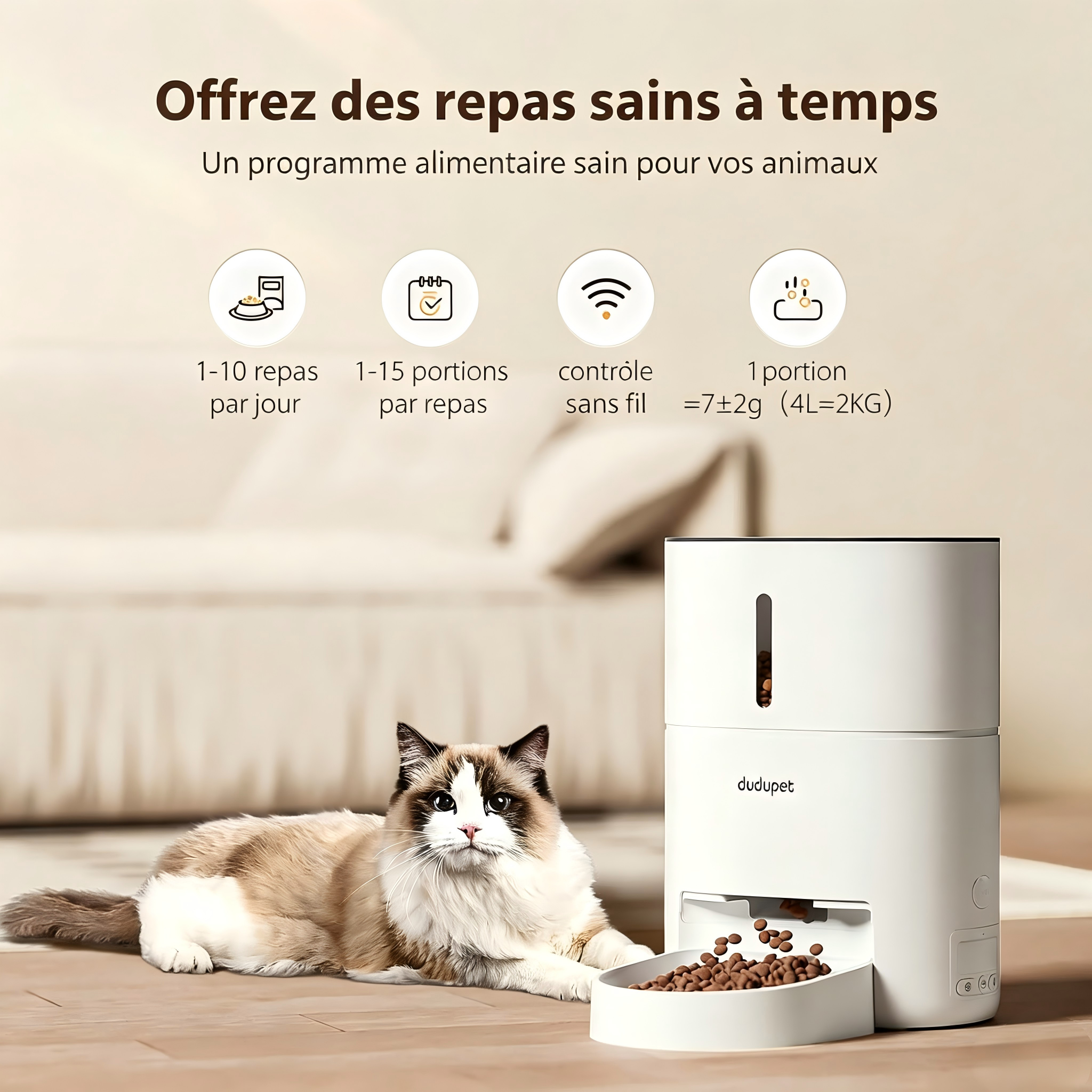 Sans Marque - Distributeur automatique de croquettes pour chat, double distribution. DUDUPET - Image 3