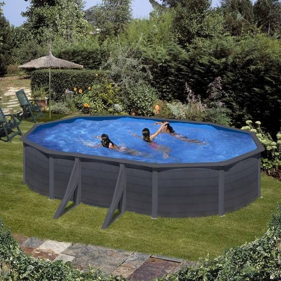 Gré - Gré - Piscine ovale acier Gris Anth. 6,34m x 3,99m x H.1,22m - Image 1