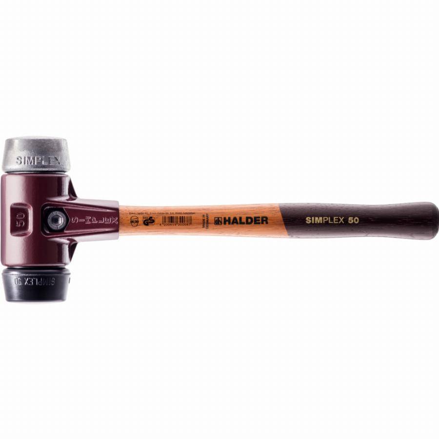 Maillet HALDER SIMPLEX Caoutchouc chargé / métal doux avec boîtier en fonte malléable et manche en bois - D=30 mm - 3029.030