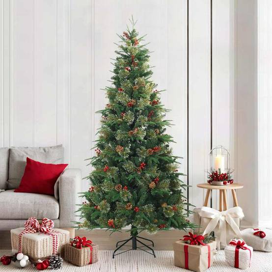 Sapin de Noël | Arbre de Noël Artificiel à Branches Articulées Vert 210 cm Maison Chic - Image 2