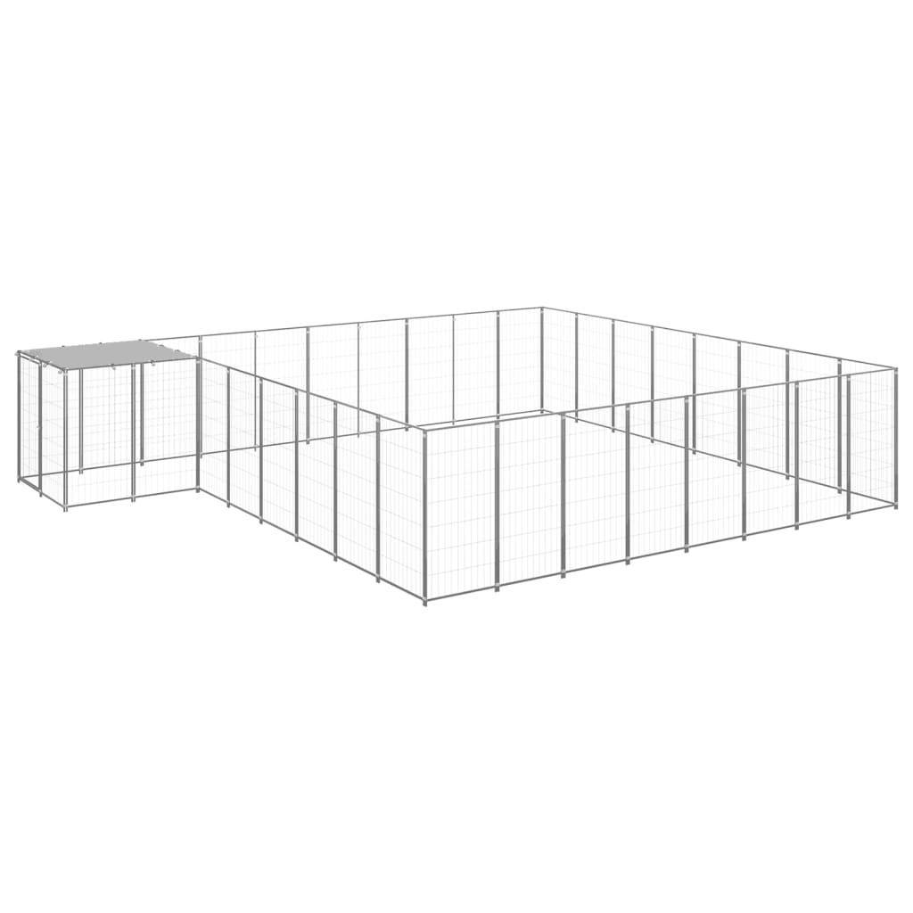 Helloshop26 - Chenil extérieur cage enclos parc animaux chien argenté 20,57 m² acier - Image 1