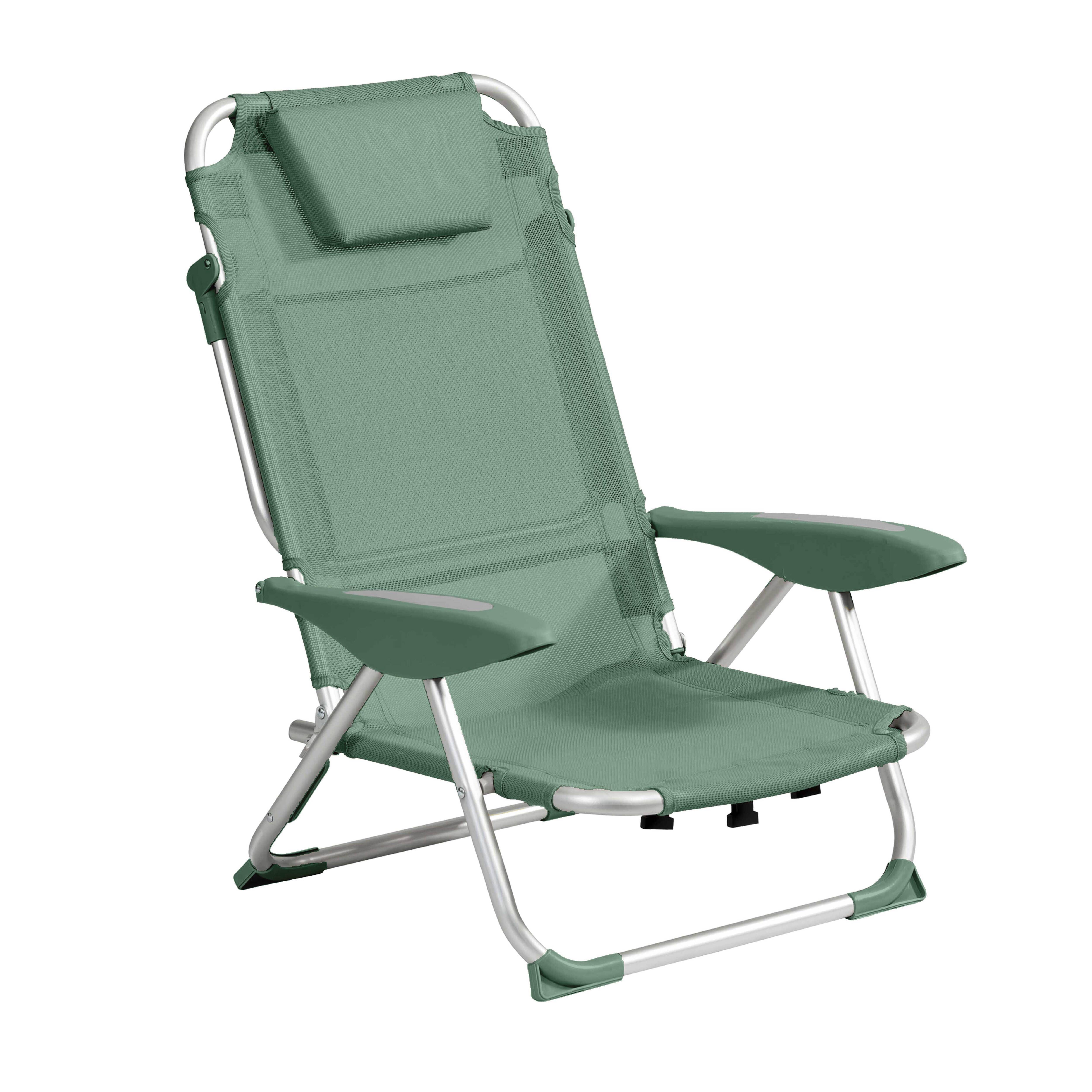 Oviala - Lot de 2 fauteuils clic clac des plages en polyester vert amande Clic Clac des plages - Oviala - Image 3