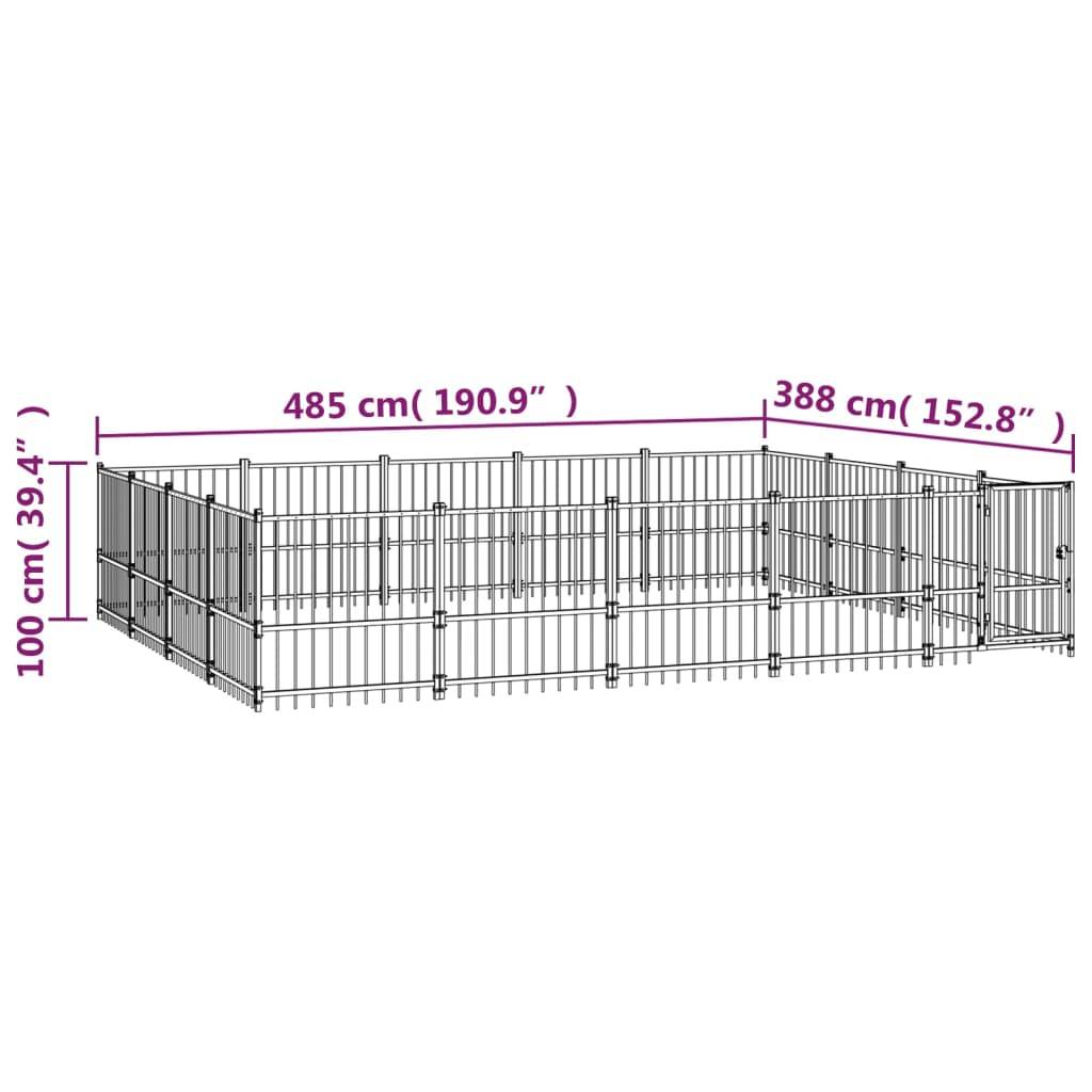 Vidaxl - Chenil d'extérieur pour chiens Acier 18,82 m² vidaXL 3124627 - Image 3