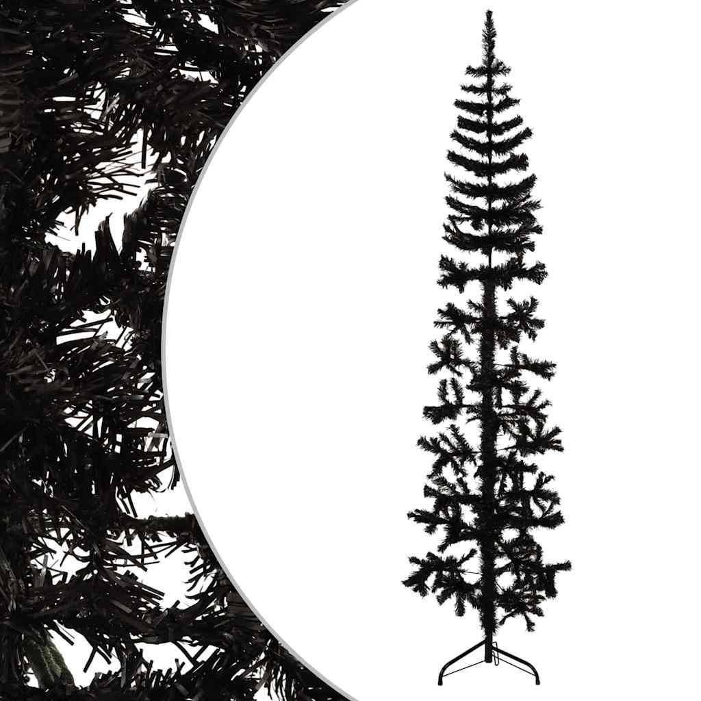 Vidaxl - Demi sapin de Noël artificiel mince avec support Noir 240 cm vidaXL 344578 - Image 8