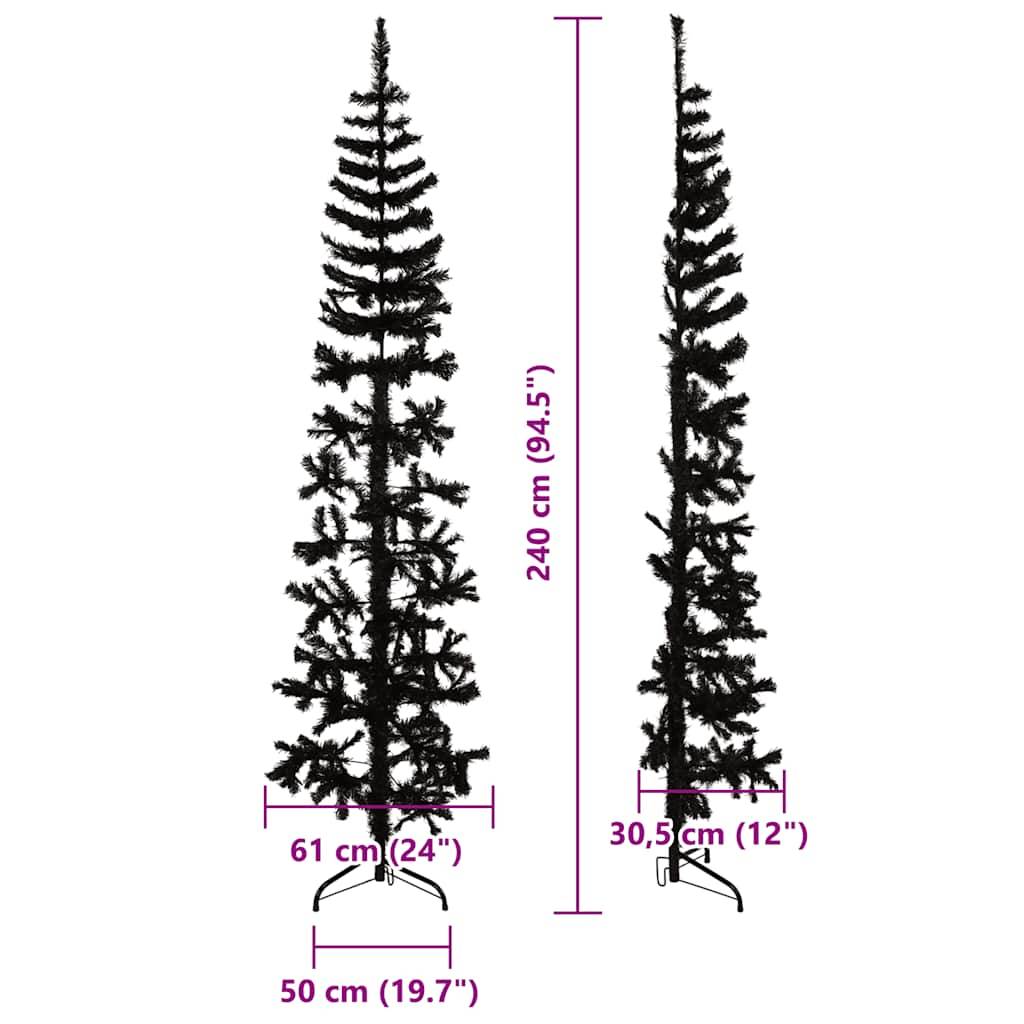 Vidaxl - Demi sapin de Noël artificiel mince avec support Noir 240 cm vidaXL 344578 - Image 3