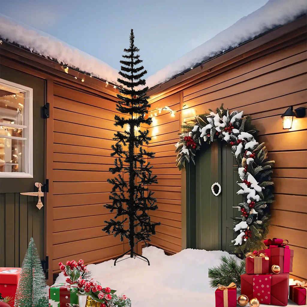 Vidaxl - Demi sapin de Noël artificiel mince avec support Noir 240 cm vidaXL 344578 - Image 2