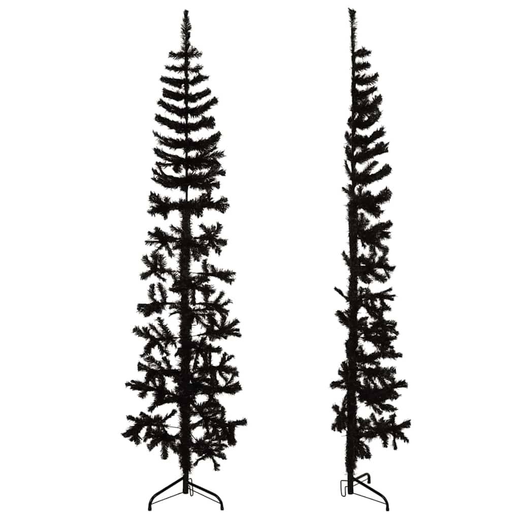 Vidaxl - Demi sapin de Noël artificiel mince avec support Noir 240 cm vidaXL 344578 - Image 9