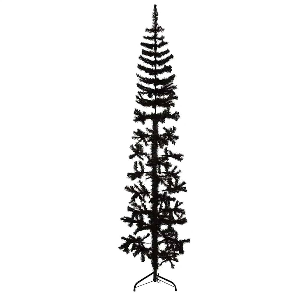 Vidaxl - Demi sapin de Noël artificiel mince avec support Noir 240 cm vidaXL 344578 - Image 1