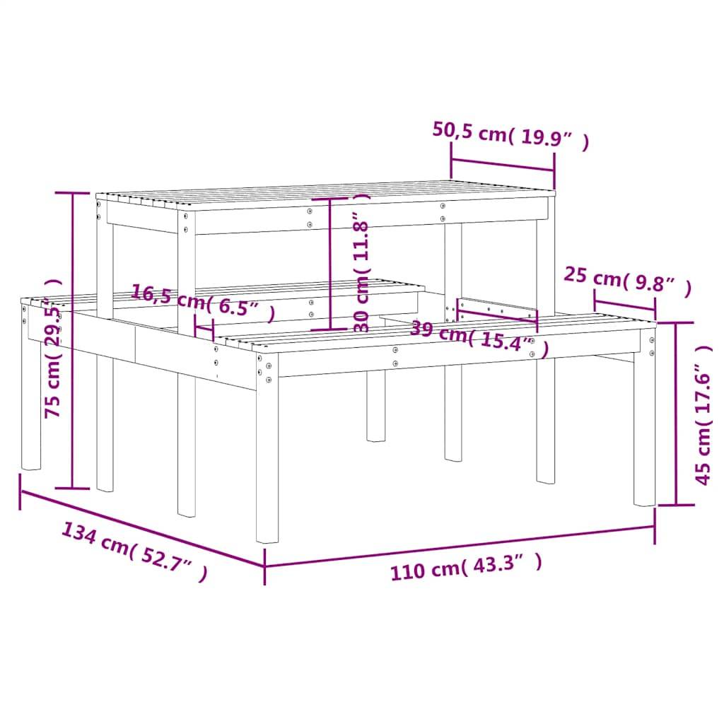 PANGIVO - Table de pique-nique bois massif de douglas 110 x 134 x 75 cm - PANGIVO - Image 9