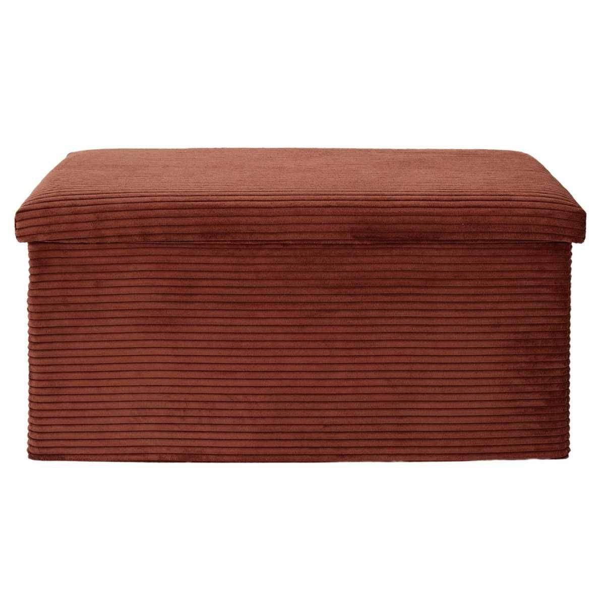 Banc Coffre Pliable Côtelé Terracotta 76x38 cm - AMORY - Image 5