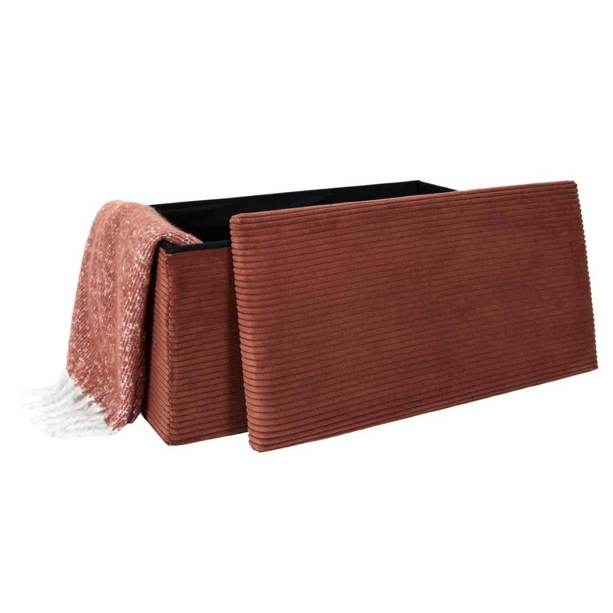 Banc Coffre Pliable Côtelé Terracotta 76x38 cm - AMORY - Image 6