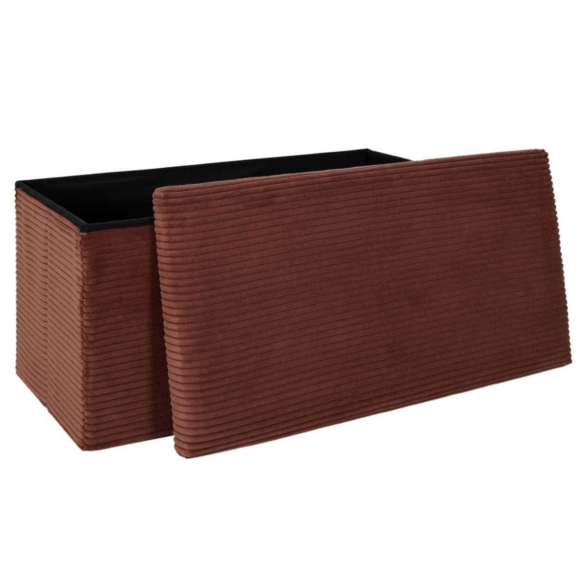 Banc Coffre Pliable Côtelé Terracotta 76x38 cm - AMORY - Image 3