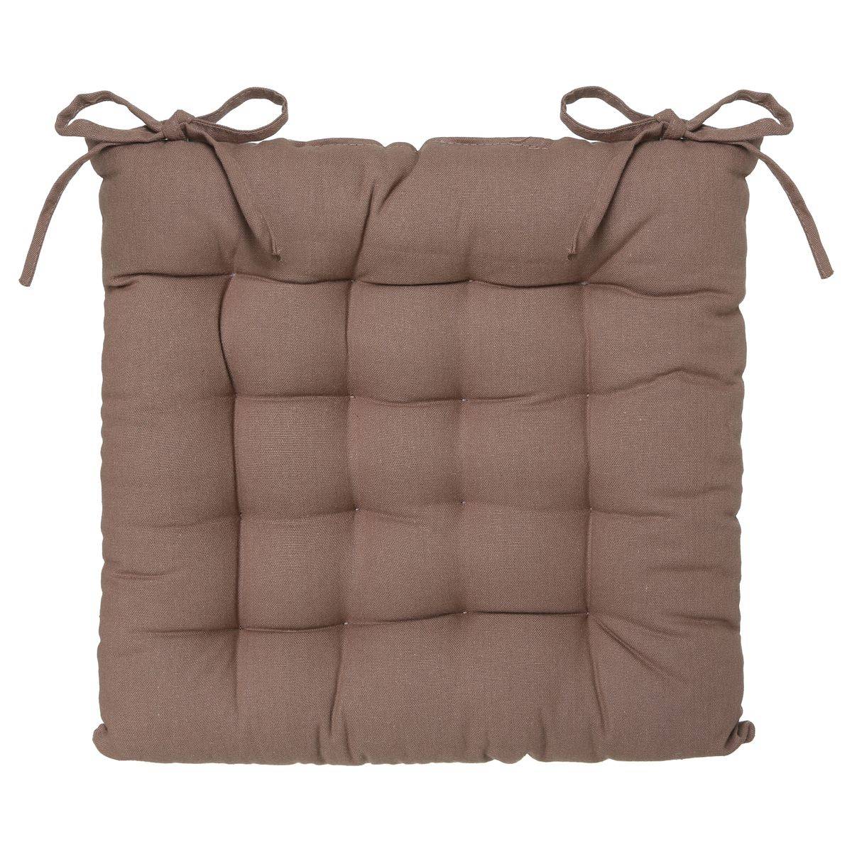 Lot de 4 Galettes de chaise en Coton Taupe 38 x 38 cm - Image 3
