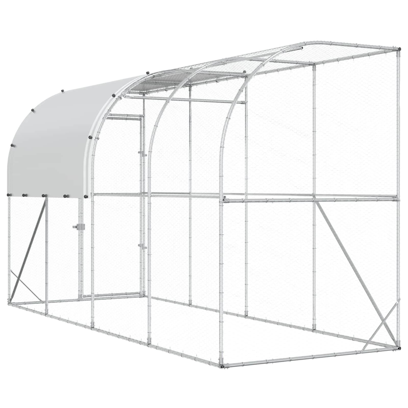 Vidaxl - Poulailler contre le mur Argenté 400 x 100 x 215 cm vidaXL 3434711 - Image 7
