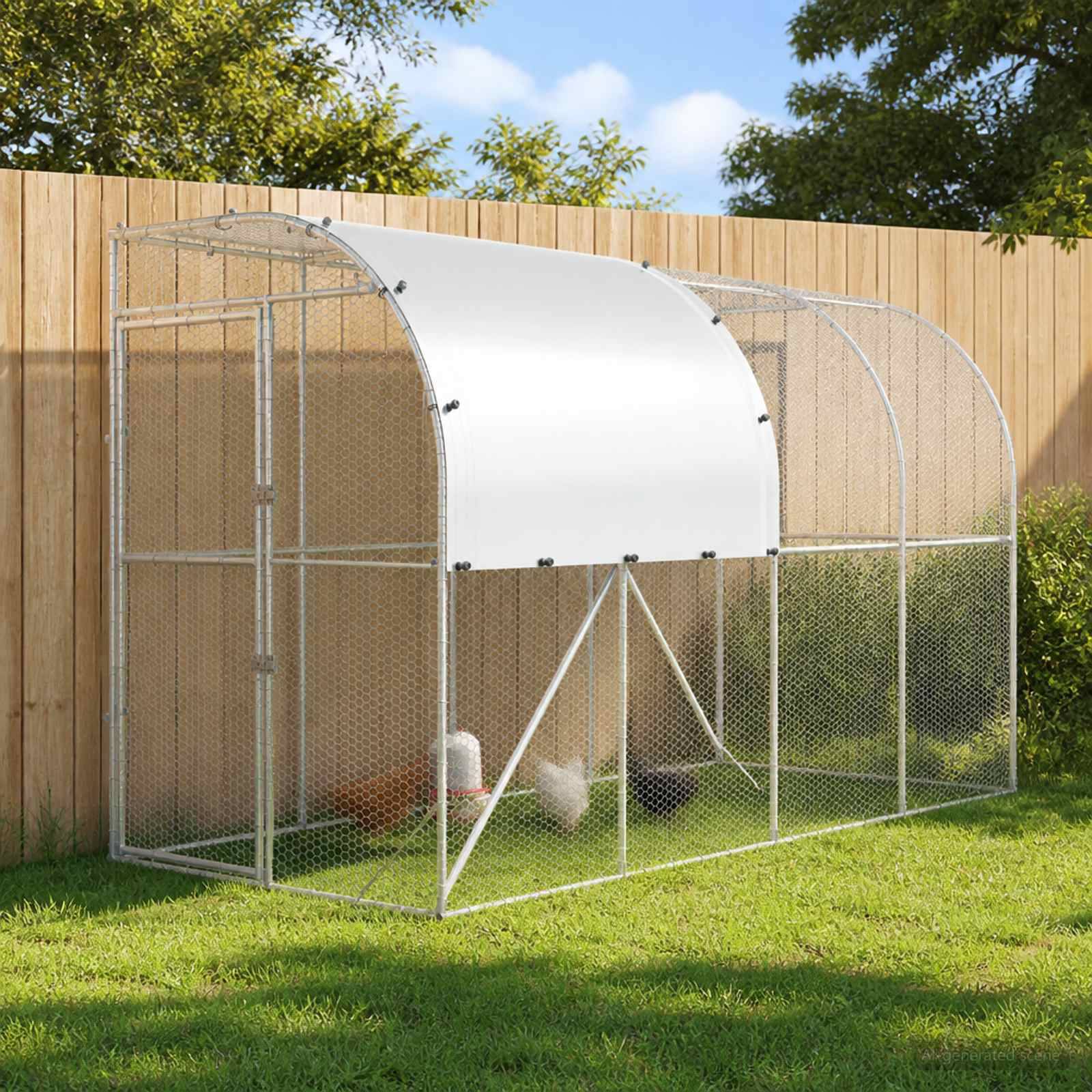 Vidaxl - Poulailler contre le mur Argenté 400 x 100 x 215 cm vidaXL 3434711 - Image 1