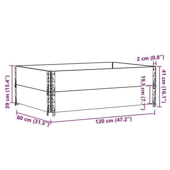 Carré potager surélevé Bois de Pin Massif pour Jardin Balcon Pliable 120x80x41 cm - ComfortXL Outdoor Living - Image 8