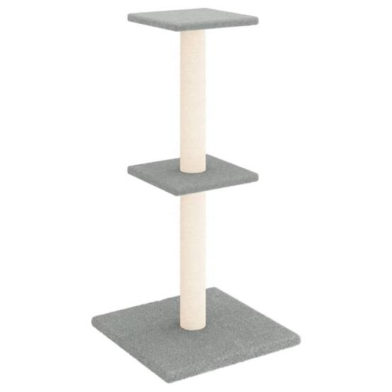 Arbre à chat bois et peluche gris clair 34.5 x 34.5 x 73 cm - PANGIVO - Image 2