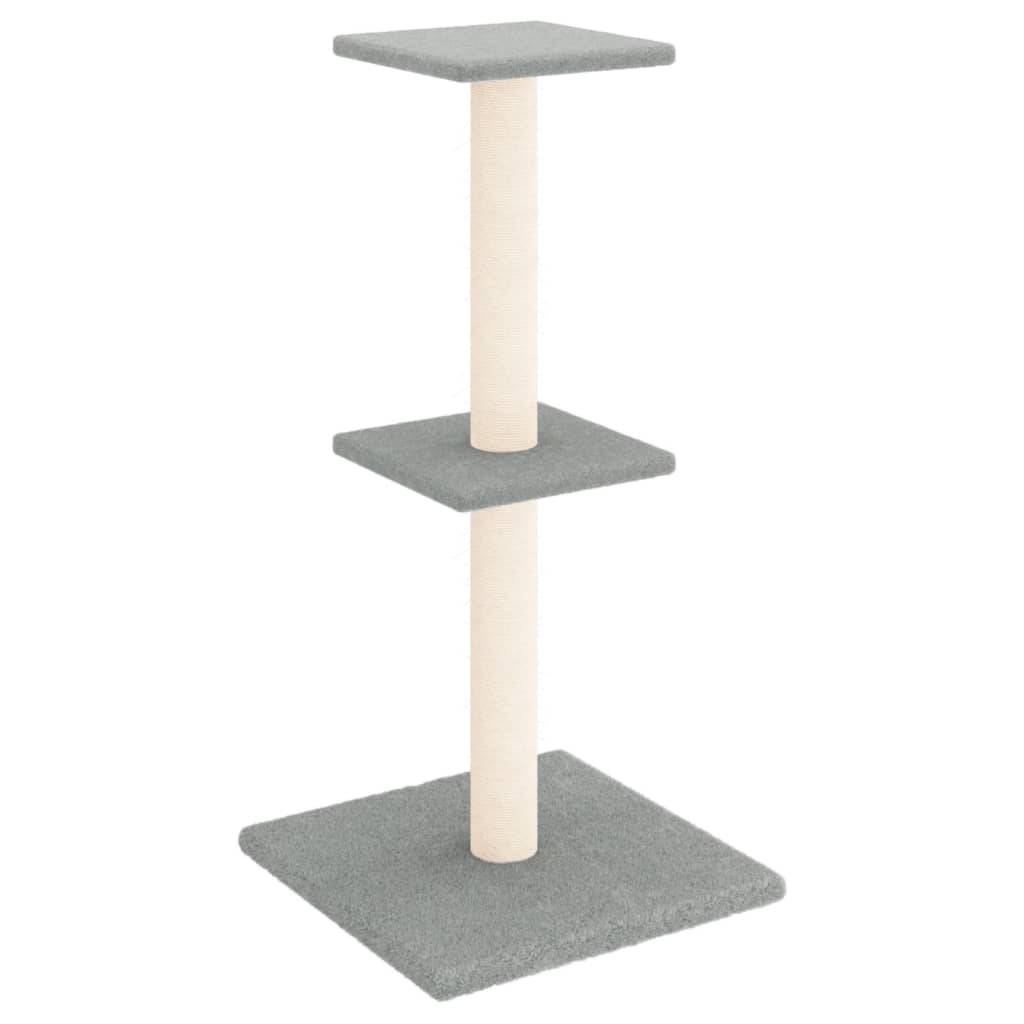 Arbre à chat bois et peluche gris clair 34.5 x 34.5 x 73 cm - PANGIVO - Image 2