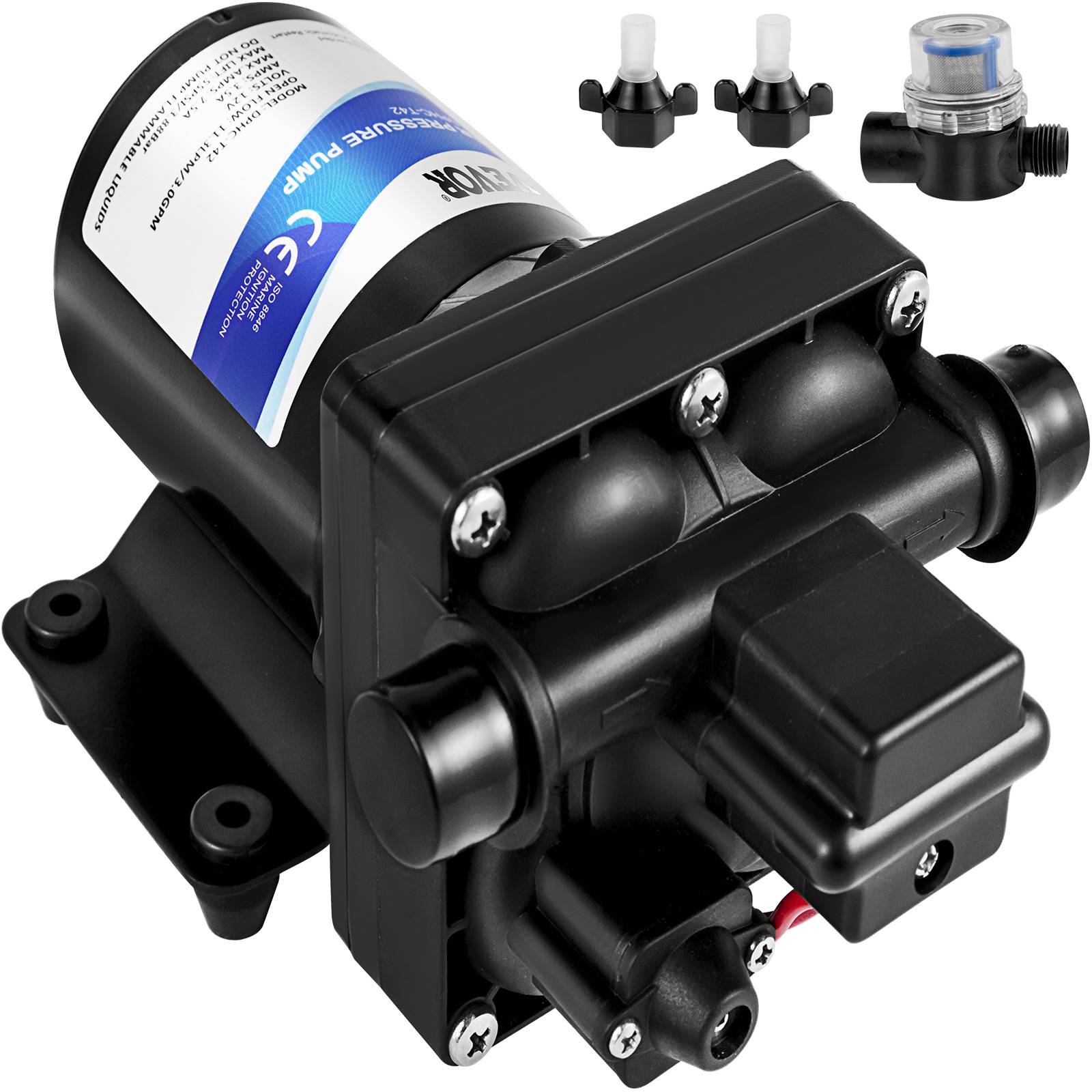 VEVOR Pompe à eau lavage 12V diaphragme 55 Psi, amorçage auto, camping-car/marine/auto. - Image 8
