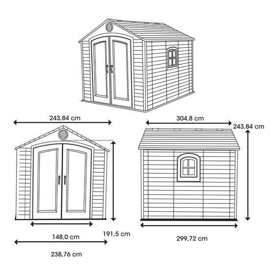 Habrita - Abri résine PEHD 7,44m2 - imitation bardage grand volume + plancher - toit 2 pentes Habrita - Image 2