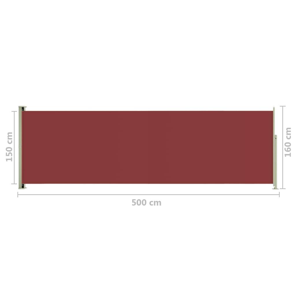 Helloshop26 - Auvent paravent store brise-vue latéral rétractable de patio jardin terrasse balcon protection visuelle écran 160 x 500 cm rouge - Image 6