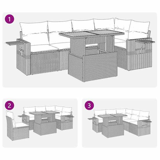 Salon de jardin 5 places gris résine tressée avec table bois relevable et coffres de rangement – ComfortXL Outdoor Living - Image 4