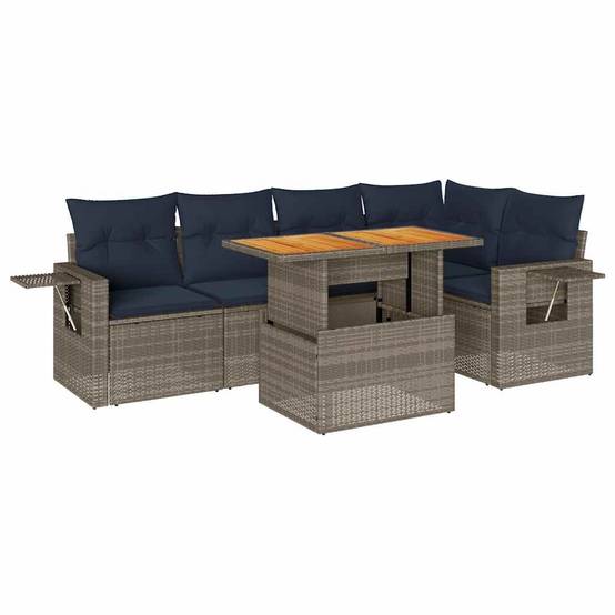 Salon de jardin 5 places gris résine tressée avec table bois relevable et coffres de rangement – ComfortXL Outdoor Living - Image 2