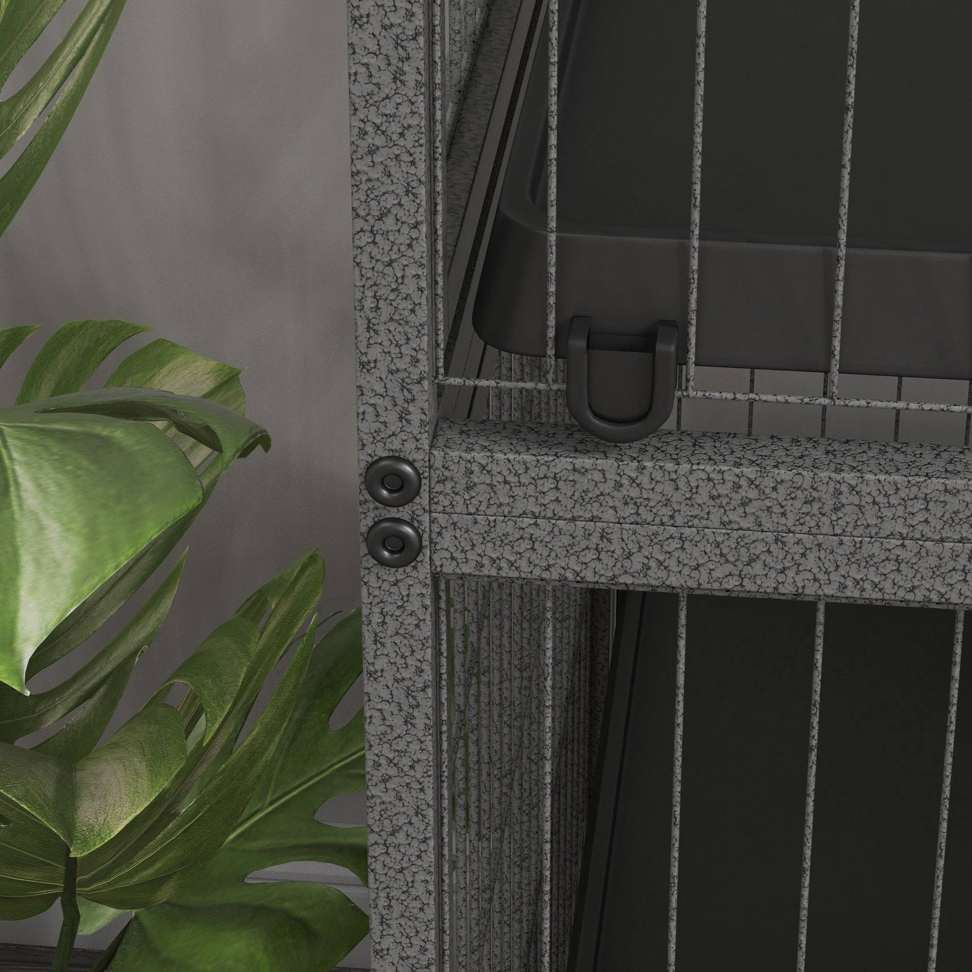 Cage grande taille rongeur Acier et PP multi-niveaux avec roues 80x52x128cm Gris - ComfortXL Outdoor Living - Image 10