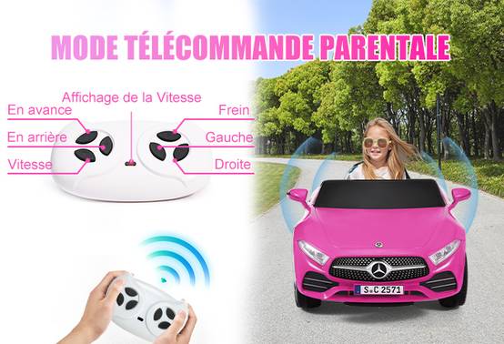 Voiture électrique pour enfants Mercedes-Benz CLS 350 Rose Rouge - Vitesse 2,5-4,5 km/h Éclairage LED et musique - Image 6