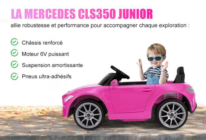 Voiture électrique pour enfants Mercedes-Benz CLS 350 Rose Rouge - Vitesse 2,5-4,5 km/h Éclairage LED et musique - Image 8
