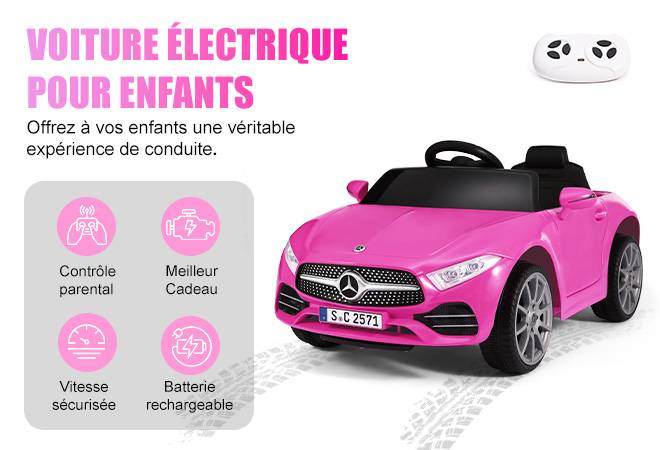 Voiture électrique pour enfants Mercedes-Benz CLS 350 Rose Rouge - Vitesse 2,5-4,5 km/h Éclairage LED et musique - Image 3