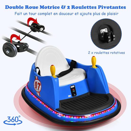 Voiture Auto Tamponneuse Électrique 6V pour Enfants 2-5 Ans, avec Télécommande,57x75x42cm Bleu - Image 4