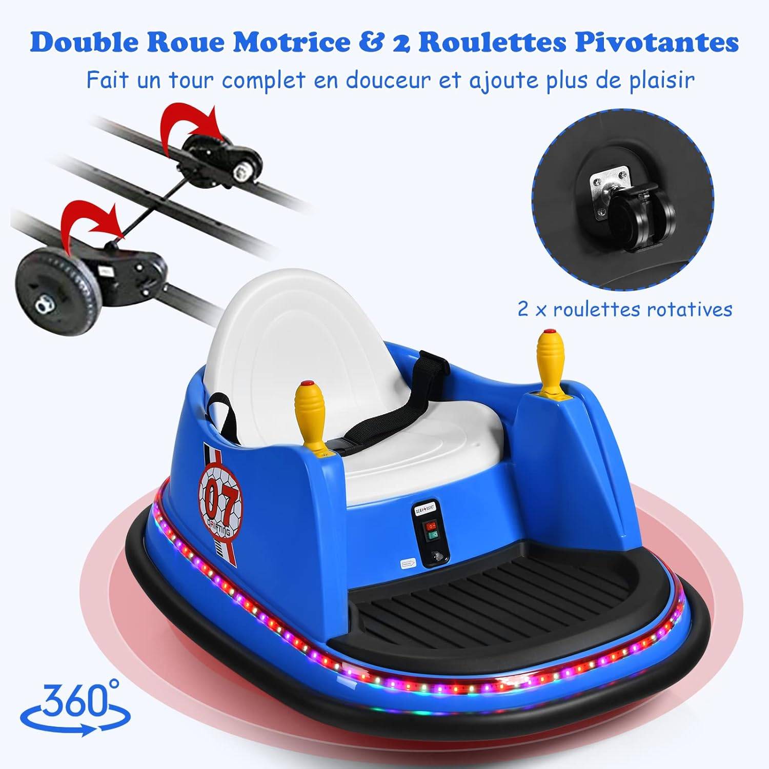 Voiture Auto Tamponneuse Électrique 6V pour Enfants 2-5 Ans, avec Télécommande,57x75x42cm Bleu - Image 4