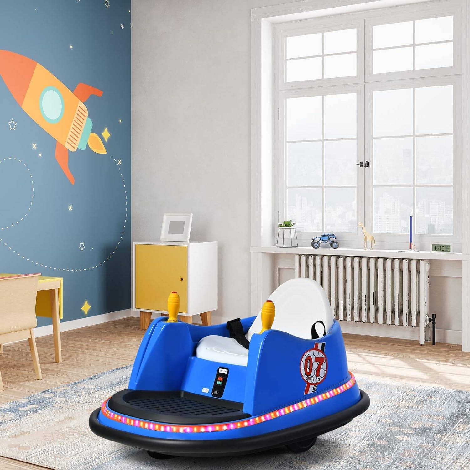 Voiture Auto Tamponneuse Électrique 6V pour Enfants 2-5 Ans, avec Télécommande,57x75x42cm Bleu - Image 6