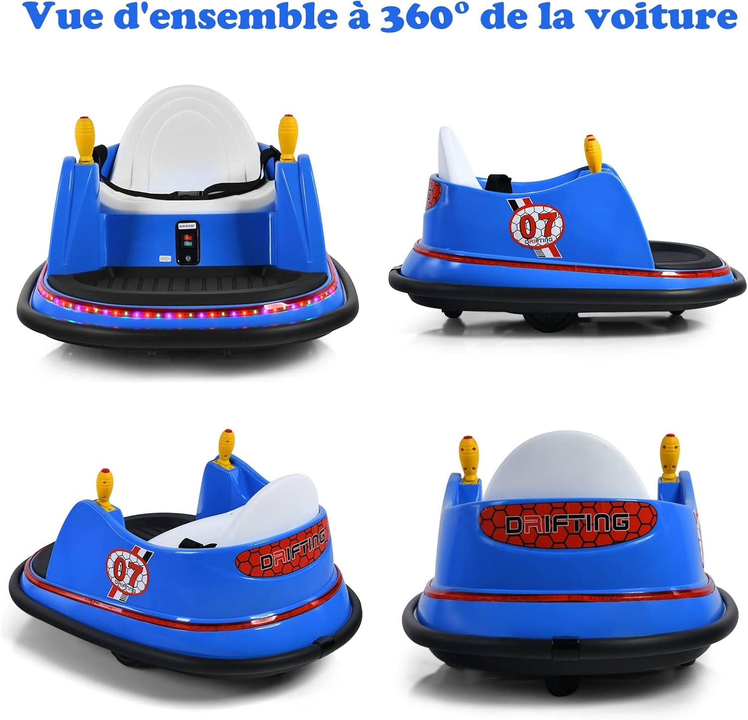Voiture Auto Tamponneuse Électrique 6V pour Enfants 2-5 Ans, avec Télécommande,57x75x42cm Bleu - Image 8